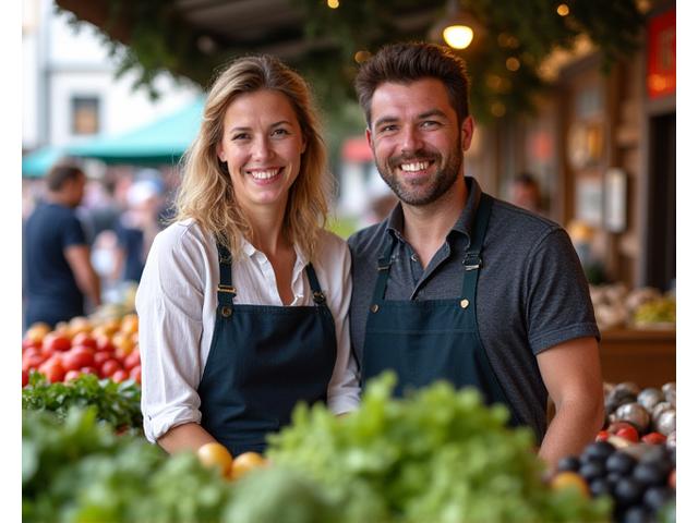 Founders at a local market, Glyph Grocer's early days