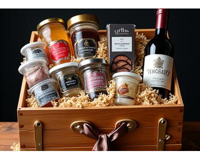 Luxurious food hamper filled with gourmet items